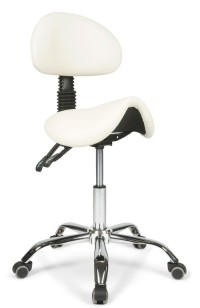 Dunimed - Ergonomic Saddle Stool with Backrest - White