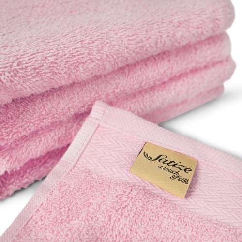 High End 100% Cotton Satize Branded Pink Color Bath Towels  70x140 cm