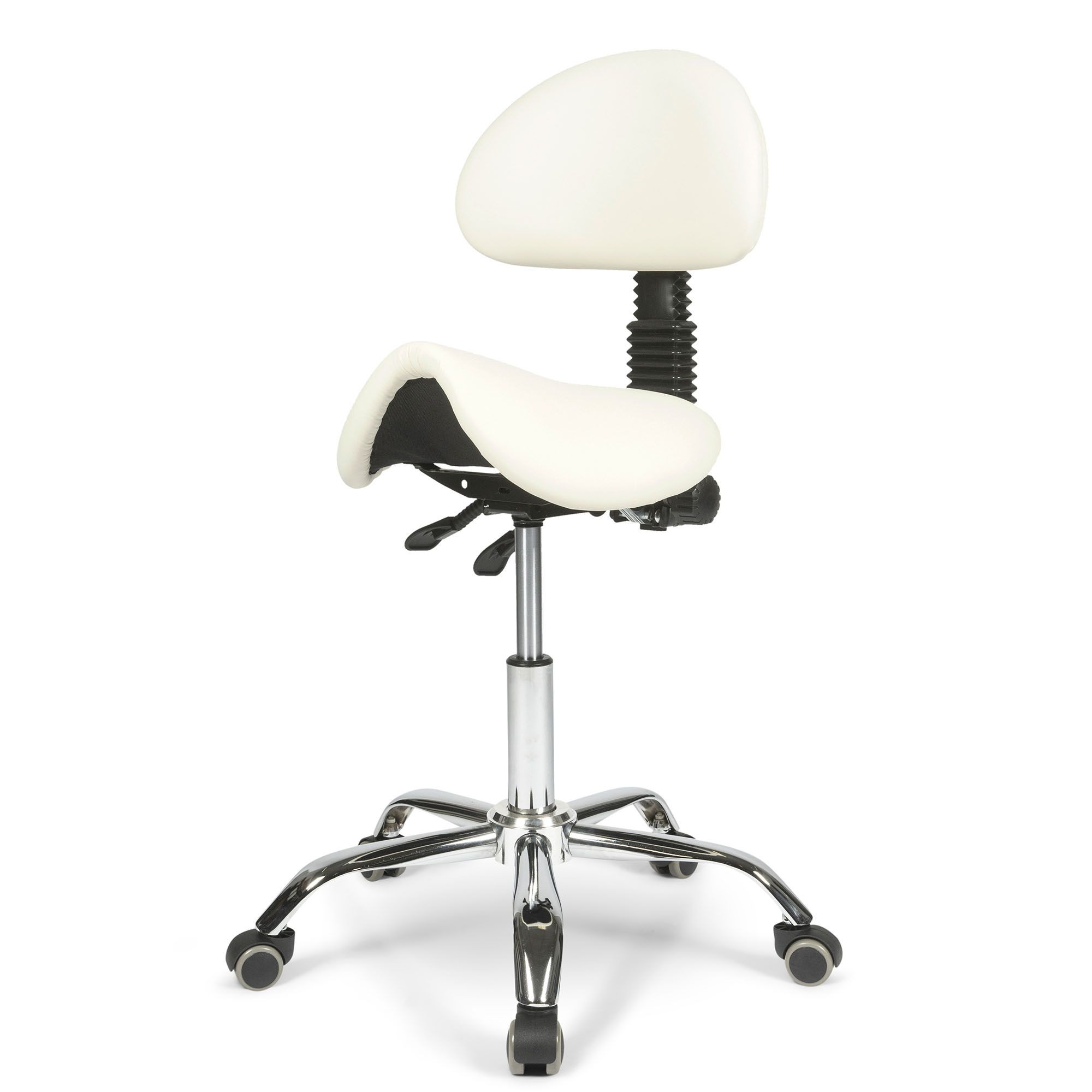 Dunimed - Ergonomic Saddle Stool with Backrest - White