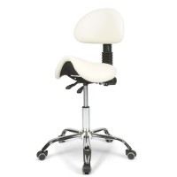 Dunimed - Ergonomic Saddle Stool with Backrest - White