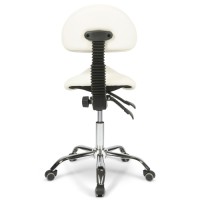 Dunimed - Ergonomic Saddle Stool with Backrest - White